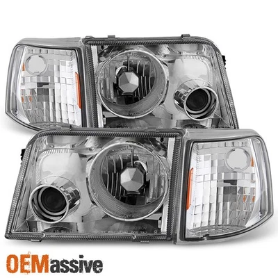 Fit 1993-1997 Ford Ranger Headlights +Corner Signal Lamps w/Build-In Fog Light - Image 1 of 4