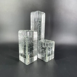 IITTALA  Arkipelago 3" 5" & 8" Complete Set Square Candle Holders Timo Sarpaneva - Picture 1 of 10
