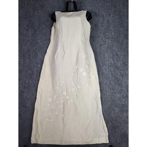 VTG Jones New York Dress Sleeveless Floral Linen Blend Maxi Dress Women Size 12 - Picture 1 of 9