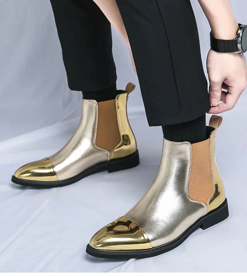 Мужские британские повседневные ботинки челси с заостренным носком высокий верх кожаные туфли размер - Изображение 1 из 4