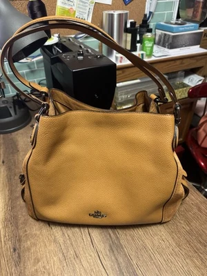 2010 Coach Edie 31 单肩包鞍棕色麂皮绒皮革组合优秀 — 第 1/4 张图片