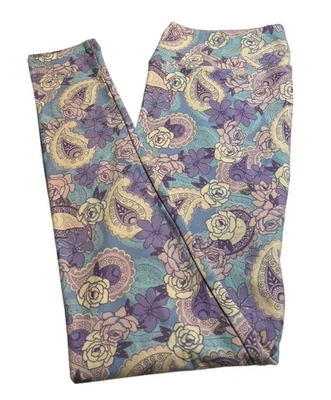 LuLaRoe Leggings TC Tall Curvy PAISLEY Pastel Rose Floral Colorful Gardenia SOFT - Image 1 of 4