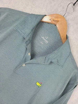 Masters Tech Shirt Mens Large Blue Striped Polo PGA Golf Embroidered Logo - Imagem 1 de 4