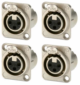 4 Neutrik 3 Pin XLR Mic Female Rack or Floor Box Panel Connectors DLX series - Picture 1 of 2