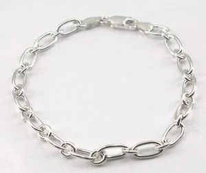 Danecraft Sterling Silver Oval Round Link 5mm Wide Bracelet Lobster Claw 7.5" - Picture 1 of 4
