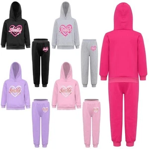 Girl Outfit Fleece Set Exercising Sweatshirt And Jogger Sweatpants Warm Hoodie - Picture 1 of 71