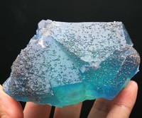 399g Rare Beauty Ladder-like Blue-Green Fluorite Crystal Mineral Specimen/China