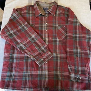 John Blair Shirt Men's 3XL Red Burgundy  Plaid Button Up Classic Flannel - Picture 1 of 8