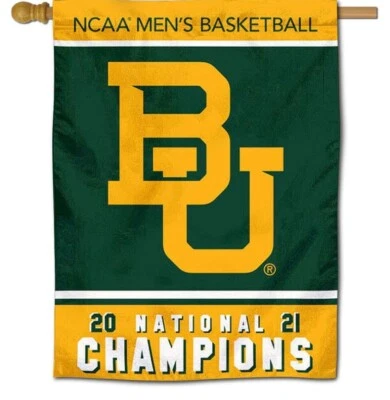 Bandera BU Baylor Bears Hombres Baloncesto 2021 Campeones Nacionales Casa Bandera Bandera Foto 1 de 2