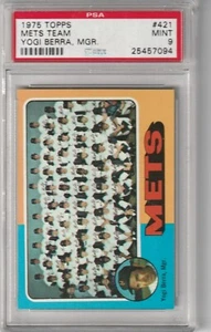 1975 Topps Mets Team #421, Berra, Mgr., PSA MINT 9 - Picture 1 of 2