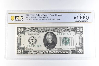 1928 $20 Chicago IL FRN Fr#2050-G Choice Unc 64 PPQ PCGS *6055 - Image 1 of 3