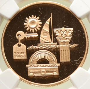 1993 ISRAEL Tourism Excursion Vintage OLD Proof Gold 10 Shekel Coin NGC i95015 - Picture 1 of 5
