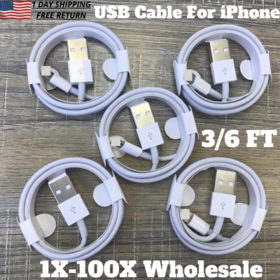 Wholesale USB Charger Cable Data Cord For iPhone 14 13 12 11 Pro Max XR 8 7 6 - Image 1 of 4