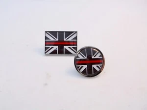 THIN RED LINE UK FIREMAN FIREMEN FIREFIGHTER MOURNING ENAMEL LAPEL PIN BADGE TIE - Picture 1 of 25
