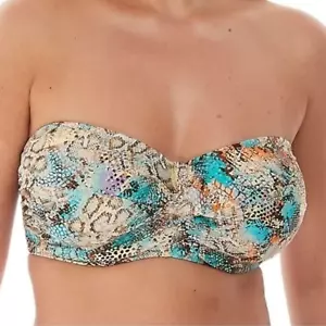 Fantasie Top de Natación Nuevo con Etiquetas Estampado de Serpiente Aqua Helada Multivía EE. UU. Talla 30H - Imagen 1 de 6