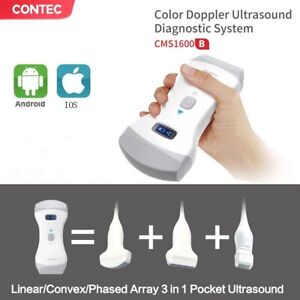 CMS1600B Wireless Ultrasound Scanner Color Doppler  3 IN 1 Convex Linear Probes