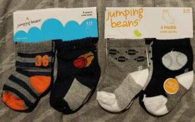 Nuevo Bebé Niño 8 Pares Calcetines Saltar Frijoles Crew 3-12 Meses Deportes -2213 Foto 1 de 4