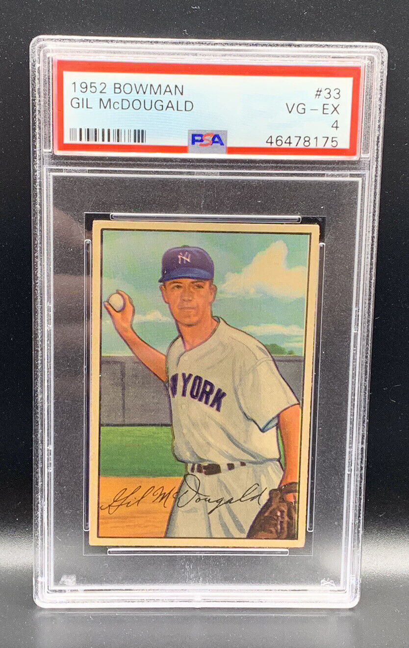1952 Bowman, #33 Gil McDougald (ROOKIE), New York Yankees, VG-EX+, PSA 4
