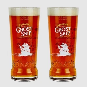 Set of 2 x Adnams Ghost Ship Pint Glasses 20oz Brand New Genuine CE Stamped - Picture 1 of 2