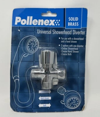 Pollenex Solid Brass Universal Shower Head Diverter New In Sealed Package - Image 1 of 2