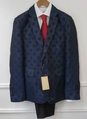 Hombre Burberry Traje Esmoquin Azul Lana Seda Algodón Hecho en Italia Talla 40R Foto 1 de 4