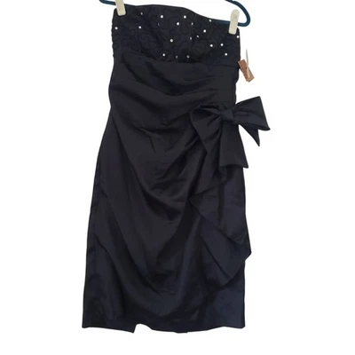 Vestido negro sin tirantes vintage de los 90 para mujer talla 12 Deadstock graduación cóctel LBD Foto 1 de 4