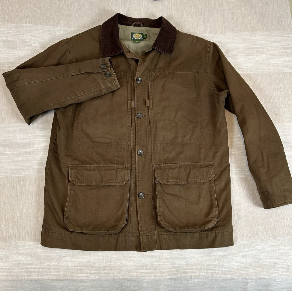 Abrigo Cabela's Marrón Lona Tareas de Granero Para Hombre Talla Grande Alto Cuello Pana L Foto 1 de 4