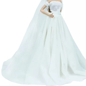 Bride Dress Wedding Gown & Veil Evening Party Dress For Barbie Doll 1/6 Scale - Imagen 1 de 11