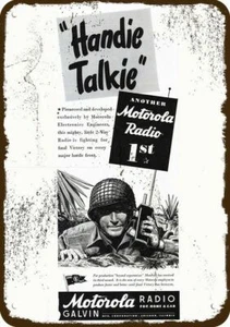 1944 MOTOROLA HANDDIE TALKIE RADIO Vintage-Look * DEKORATIVE REPLIK METALLSCHILD * - Bild 1 von 1