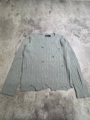 Suéter Vintage American Living Tejido por Cable Envejecido Gris Claro Talla M Foto 1 de 4