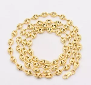 6mm Puffed Anchor Mariner Chain Necklace 14K Yellow Gold-Plated Silver 925 - Picture 1 of 6