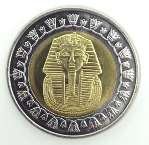 Egypt KING TUT Bi-Metallic Egyptian One Pound Coin in Good Condition US Seller - Picture 1 of 2