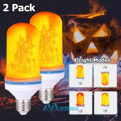 2Pack E26 E27 LED Flame Effect Light Bulb 4 Modes Fire Flickering Flame Bulbs 5W - Image 1 of 4