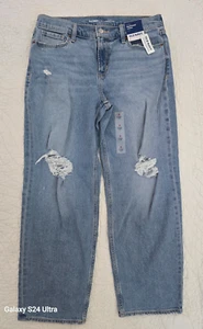 NUEVO Pantalones de mezclilla sueltos Old Navy tiro medio boyfriend desgastados para mujer talla/8 nuevos con etiquetas $54,99 - Imagen 1 de 9