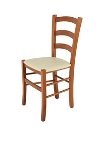 Tommychairs - Silla cocina Venice en madera de haya cerezo, asiento en polipiel - Imagen 1 de 3
