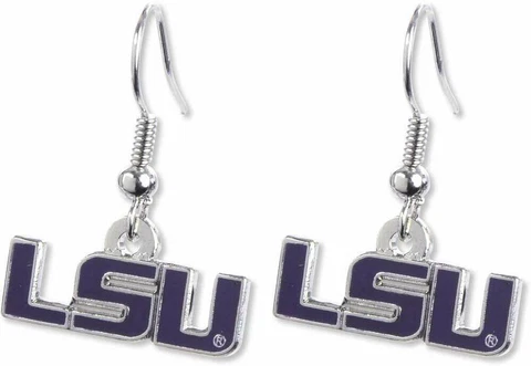 LSU Tigers NCAA Logo Silver Dangler Earrings Hypo-Allergenic Cover