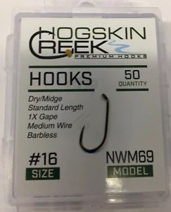 Hogskin Creek Fly Tying Hooks Barbless Hook NWM69 Black Nickel  50 ct box - Picture 1 of 3