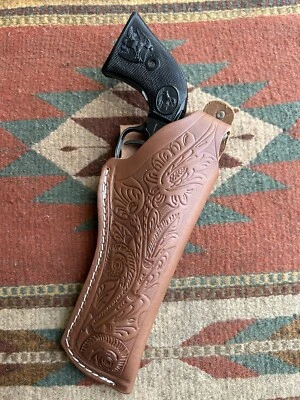 Leather Thumb Break Holster Floral Fits Ruger Wrangler & Single Six 22Cal 4.62" - Image 1 of 4