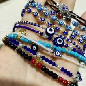 Lucky Evil Eye Beads Bracelet Blue Devil's Eye Bangle Chain Unixes Jewelry Gifts - Picture 1 of 30