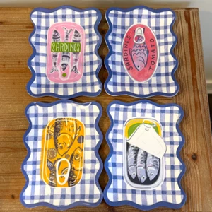 Set of 4 Melamine Sardine Appetizer Salad Plates from C & C California Home NEW - Picture 1 of 5