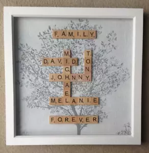 Scrabble Box Frame, Family Tree Frame Gift, Valentines, Mothers Day, Wedding - Picture 1 of 11