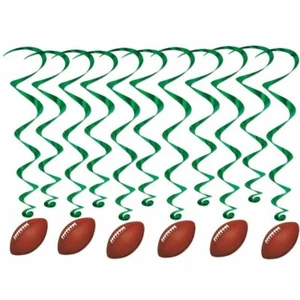 Football Hanging Whirl Decorations 12 Pack 17.5" & 32.5" Football Birthday Party - Picture 1 of 1