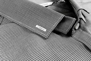Neil Barrett 17 Micro Houndstooth Dress Shirt SLIM FIT Layered Collar MADE ITALY - Picture 1 of 6