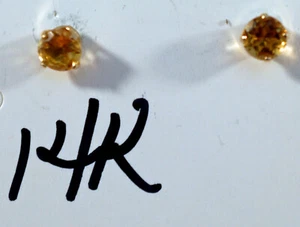 Citrine Stud Earrings set in 14K Yellow Gold - Picture 1 of 6