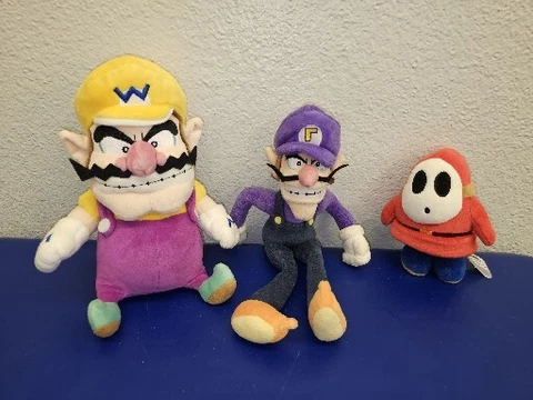 3) Little Buddy Super Mario Wario 10" Plush Toy Doll,Waluigi TI & Shy Guy Cover