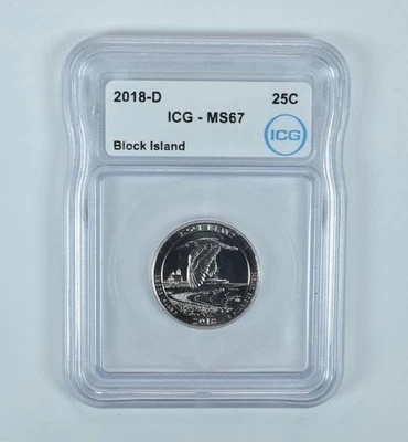 2018-D Washington Quarter ATB Block Island MS67 ICG *1338 - Image 1 of 4