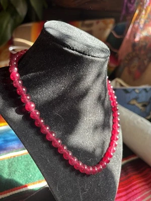 GENUINE EARTH-MINED RUBY BEADED NECKLACE. 18” INCH. Gorgeous Ruby Red - Image 1 of 4