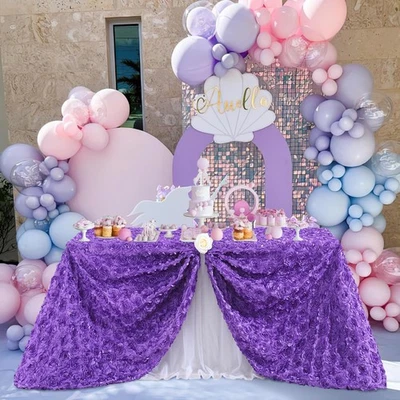 Purple Rose Tablecloth 90x132 Inches Rosette Tablecloth for Home Table Outdoo... - Image 1 of 4