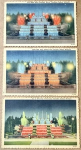 Jackson Michigan Sparks Fountain Famous Cascades 3 Vtg Postcard Color Die Cut - Picture 1 of 2