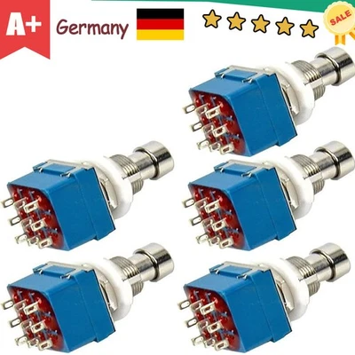5 X Fußschalter Switch Einbau 3PDT 9Pin Wahres Schalter Foot Bypass Metall - Bild 1 von 4